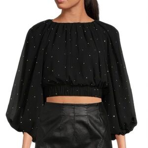 NWT Black Women's Blouse with Rhinestones